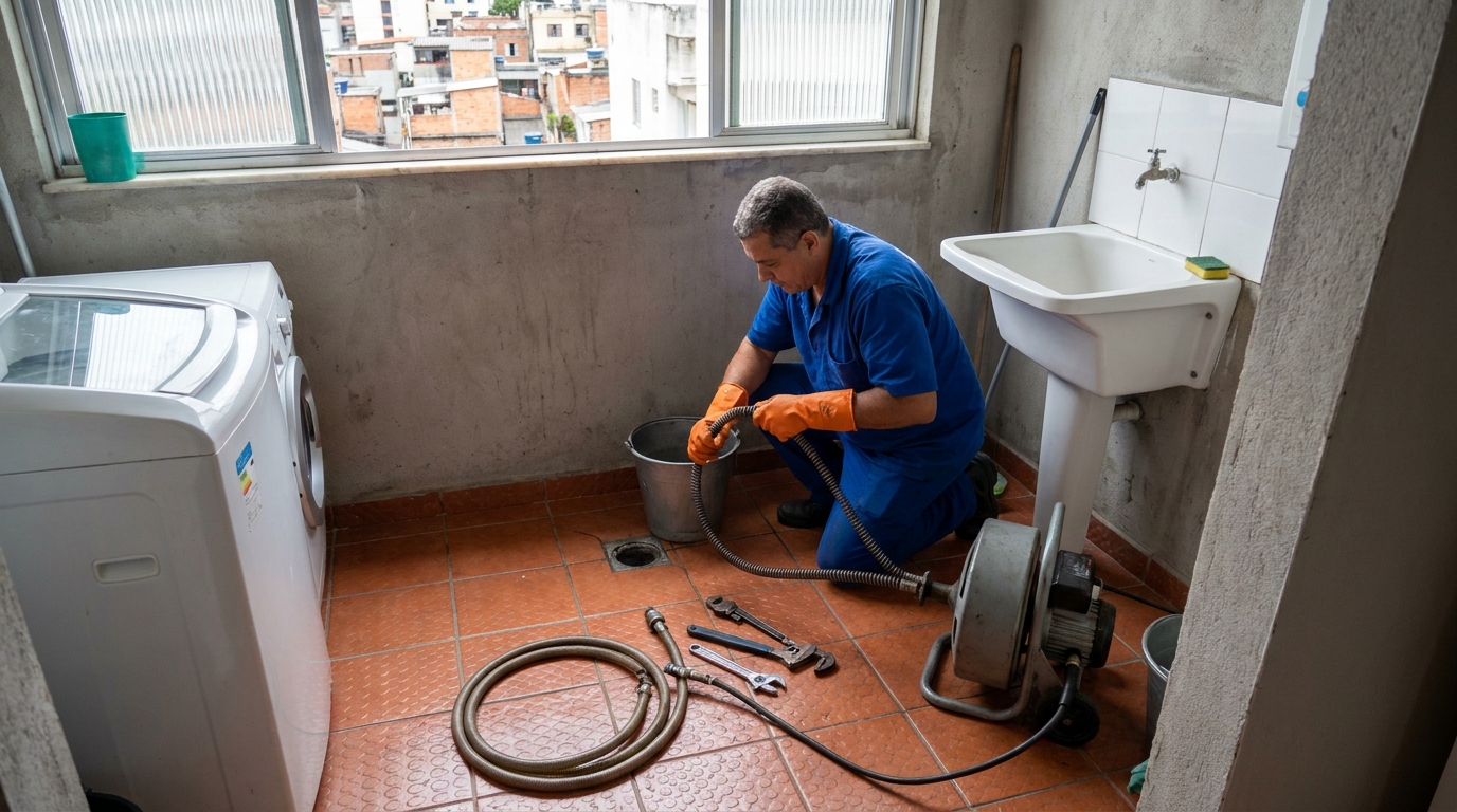 Desentupimento de ralo com equipamento em Florianópolis‑SC